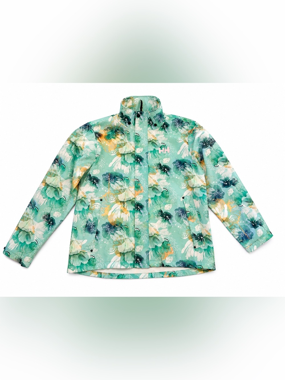 Helly Hansen Girls Floral Waterproof Rain Jacket Mint Green Size 14 / 164